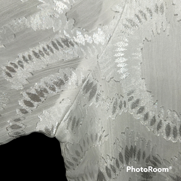 FINN & GRACE Silky White Semi Sheer Long Sleeve Blouse - Picture 4 of 6